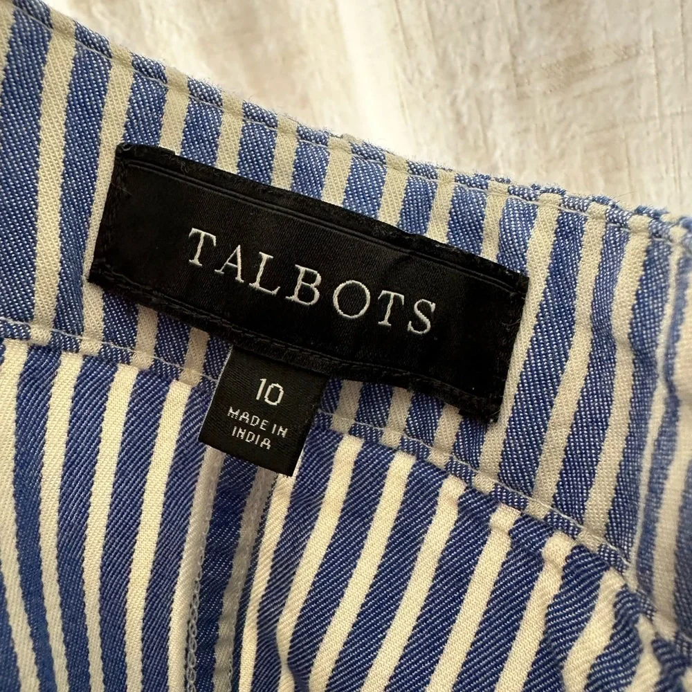 Talbots Navy Striped A-Line Skirt - Picture 2 of 7
